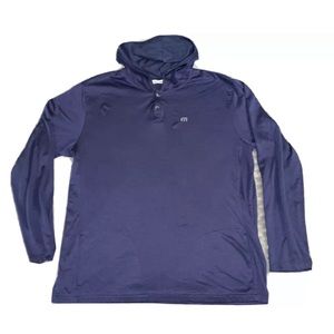 Travis Mathew Mens Blue Hooded Shirt Size XL